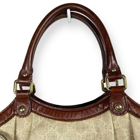 GUCCI GG Canvas Beige Monogream Diamante Sukey Boston Shoulder Tote Bag - Picture 4 of 13